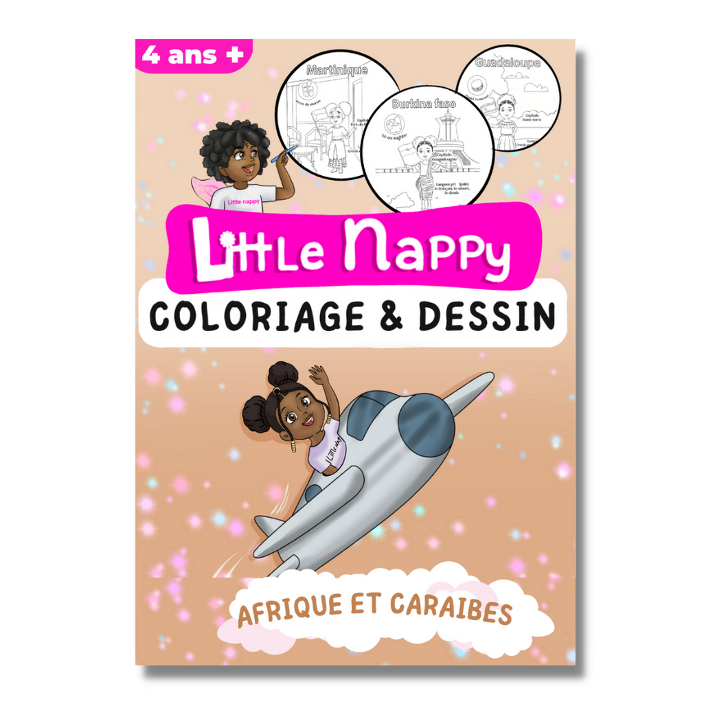 Coloriage et dessin Little Nappy - Cap sur l'Afrique et les Caraïbes - Apprendre plusieurs cultures, langues, plats, tenue traditionnelle